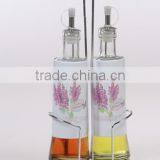 2pcs Glass Oil Bottle in a Metal Rack