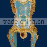 Emperial Cellectable World Treasure Gold Plated Brass Engraved Table Clock, Noble Crown Turquoise Ceramic Decorative Desk Clock thumbnail-3