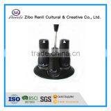 4 Pieces Metal Coated Glass Vintage Olive Oil Cruet With Plastic Stand thumbnail-1