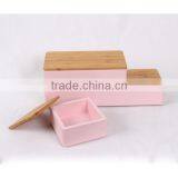 Pink Concrete Jewelry Box With Wood or Bamboo Lid thumbnail-2