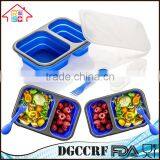 Collapsible Leakproof Silicone Compartments Lunch Bento Box thumbnail-1