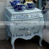 BISINI Light Blue Vanish European Mediterranean Style Carved Wooden Modern Nigtstand for Kids Bedroom - BF07-70356N thumbnail-1