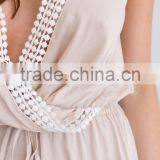 Woman V Neck Crossover Playsuit With Lace Trim Latest Design Summer Sexy Romper thumbnail-5