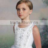 White Beaded Bling High Neck Baby Gown Dresses for Girls thumbnail-2