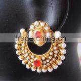 Pinl Dangler Gold Tone Dangler POLKI EARRINGS thumbnail-3