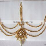 MATHAPATTI MAANG TIKA GOLD PLATED POLKI Pearl thumbnail-1