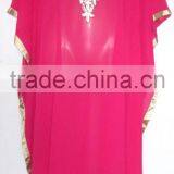 PINK EMBROIDERED Georgette CAFTAN Kaftan Tunic Poncho Zip Cover up thumbnail-1