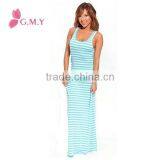 Women Scoop Neck Racer Back Sleeveless Casual Dress Strechy Long Maxi Dress thumbnail-3