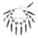 Mix Alloy Leaf Charms Chian Bracelet Antique Silver Charm Chain Link Bracelet Women Tassle Bracelets thumbnail-1
