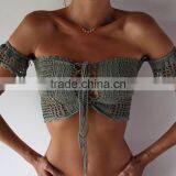 2017 Fancy Cotton Crossed Ladies Hand Knitted Bikini thumbnail-2