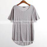 ECO Friendly Women Longline Curved Hem Organic Slub Cotton Bamboo T Shirt thumbnail-3