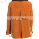 Fur Collar Ladies Plaid Winter Cashmere Wool Coat thumbnail-3