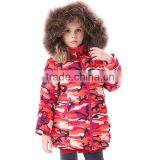 2015 New Design Little Girls' Camouflage Down Jacket With Fur Hoody thumbnail-3