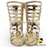 2017 New Models Design Kids Metal Golden Color PU Little Girl Gaiters Boots Shoes With Zipper Snadals thumbnail-1