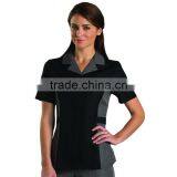 Anti-static Finish 100% Polyester Zipper Down Hotel Work Staff Uniform Housekeeping Shirt With Two Deep Front Pocket thumbnail-1