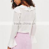 2017 OEM Hot Sale Long Sleeve White Chiffon Shirts for Ladies thumbnail-3