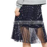 2017 OEM Spring Knee Length Navy Blue Foil Spotted Sequin Skirt thumbnail-4