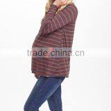2016 New Maternity Tops With Coral And Charcoal Stripe Maternity Tee Long Sleeve Women Wear WT80817-42 thumbnail-3