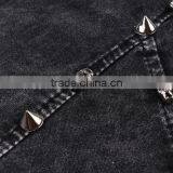 Women's Hollowed-out Short Sleeve Washed Vintage 100% Cotton t Shirt With Rivets thumbnail-3