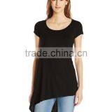 Women's Scoop Neck Asymetrical HemCotton/Viscose Knit Top/Dress Shirt thumbnail-5