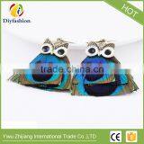 Hot Fashion Animal Jewelry Peacock Feathers Owl Earrings thumbnail-5