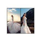 A Line Tulle Chapel Train Sweetheart Wedding Gowns With Flower Lace Applique thumbnail-1