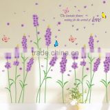 Romantic Lavender Flowers with Butterflies Waiting for Love Wall Decals Sticker