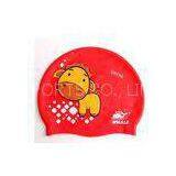 100% Silicone Funny Childrens Swimming Hats Red with Cute Animal Printed