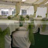 Chiavari Chair Cover, Polyester Chair Covers With Green Crystal Organza Sash