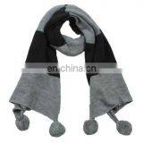 2015 Ladies' Fashion Winter Warm Knit Check Scarf With Pompom thumbnail-3