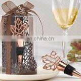 "Lustrous Leaf" Copper-Finish Bottle Stopper in Laser-Cut Leaf Gift Box