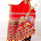 Designer Kutchi Embroidered Pom Pom Dupatta- Latest Designer 2017 Dupatta- Multicolour Kutch Embroidery Dupatta thumbnail-3
