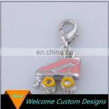 Factory Sale Metal Alloy Cute Pink Enamel Ice Skating Charm