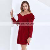 TWOTWINSTYLE Dress For Women V Neck Puff Long Sleeve High Waist Tunic Plus Size Sexy Female Mini thumbnail-3