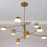 Nordic Design Led Gold Metal Acrylic 6 Heads Chandeliers Pendant Light for Home thumbnail-2