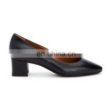 2020 Ladies latest simple black color design chunky heels pumps sandals women casual shoes