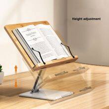 Desktop Height Adjustable Bamboo Kids Book Stand for Reading Wooden Page Clip Holder Bookends Kids Students Children Gift thumbnail-4