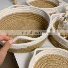 New Arrival Set Cotton Rope Storage Tray Basket Hand Finishing Wholesale thumbnail-4