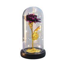 Eternal Forever Rose in Glass Dome With LED Light Gift Box for Mom Women Valentines Mothers Day Bulk thumbnail-4