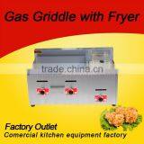 Catering Equipment Commercial Stainless Steel Countertop Gas Griddle With Fryer