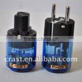 NEW P-037e Rhodium-plated Pure Copper EUR(Schuko) Plug & C-037 IEC
