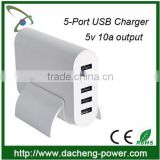 Newly fationable design 5V 10A 5-port usb charger for iPhone4/5/6