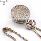 Newest Fashion Accessory Jewelry Alloy Quartz Movement Antique Brown Glass Covered Pocket Watch thumbnail-3