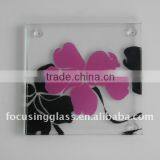 Flower Pattern Decal Tempered Glass Coaster thumbnail-3