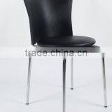 Super Cheap Wholesale Black Restraunt Stacking Dining Tube Plastic Chair With Cushion PM124 thumbnail-2