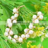 Fashion Womens Gold Plated Crystal Pearls Sweet Cuff Charm Bracelet Jewelry Gift thumbnail-5