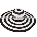 2016 New Fashion Summer Large Brim Beach Sun Womens Hats Ladies Black and White Stripes Floppy Straw Hat thumbnail-6