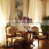 Antique Wood Carved Chair, Side Chair/Luxury French Rococo Style Living Room Leisure Armchair With Coffee Table/ thumbnail-1