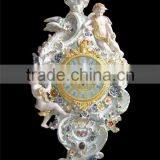 Vivid Churub Flower Ceramic Table Standing Clock, Luxury Design Hotel Decorated Desk Clock, Gold Plated Decorative Art thumbnail-4