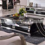 C384 Stainless Steel Marble Top Glass Coffee Table thumbnail-3